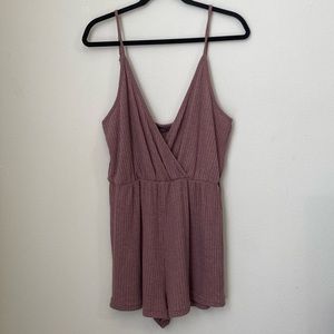 Purple waffle-knit romper